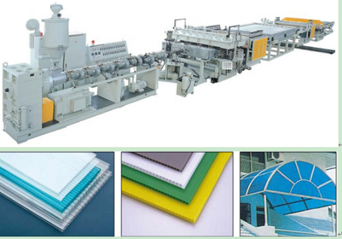 PC, PP, PE Plastic Hollow Cross Section Plate Extrusion Line