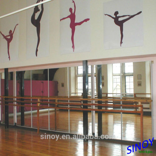 vinyl backed silver mirror for dancing studio room