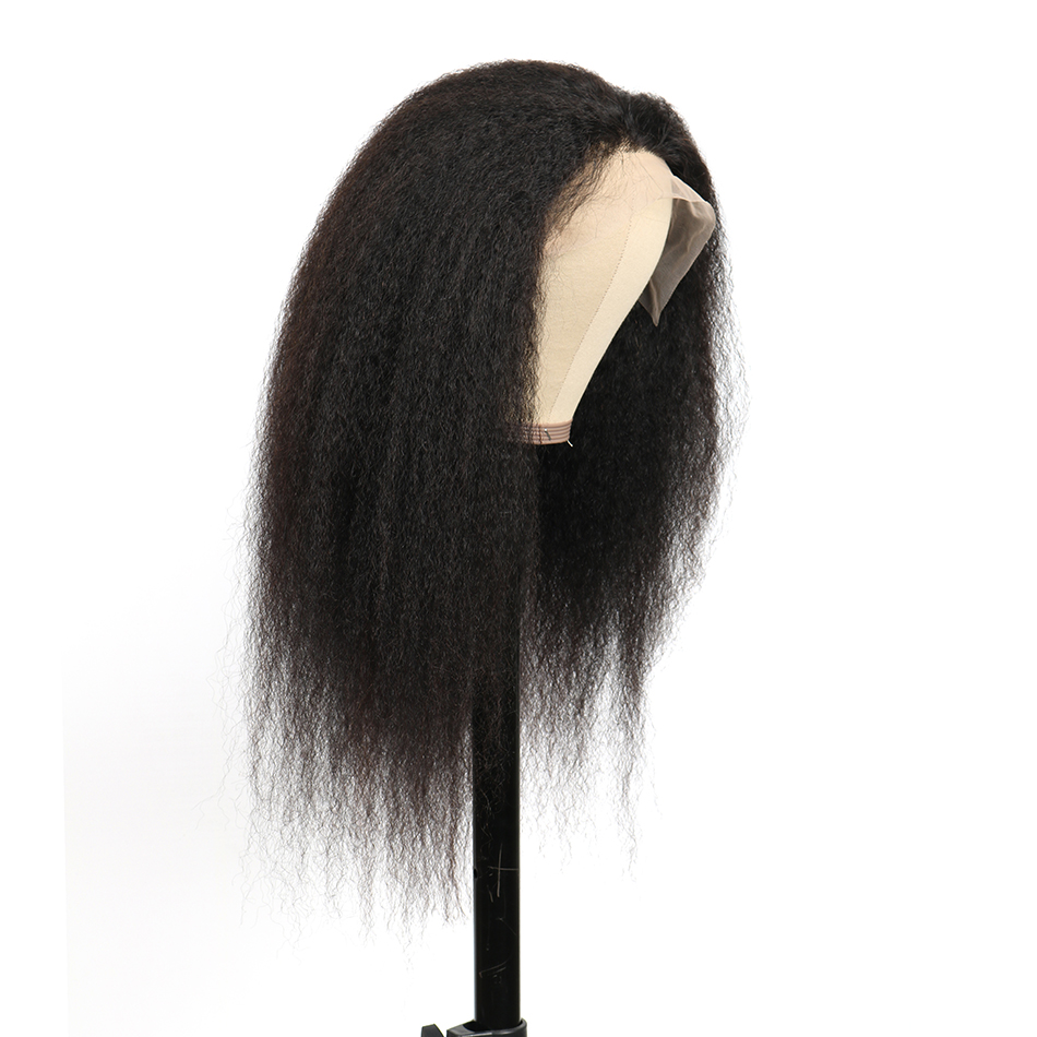 HF yaki straight lace wigs 100 virgin human hair wig kinky straight full lace front wig vendor for black women