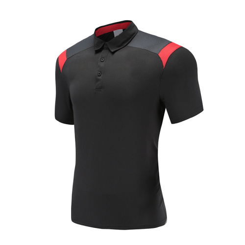 Mens Dry Fit Soccer Wear Polo Camisa Negra