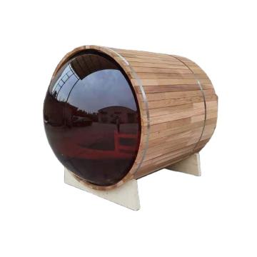 Sauna panoramica da giardino esterno in legno massiccio