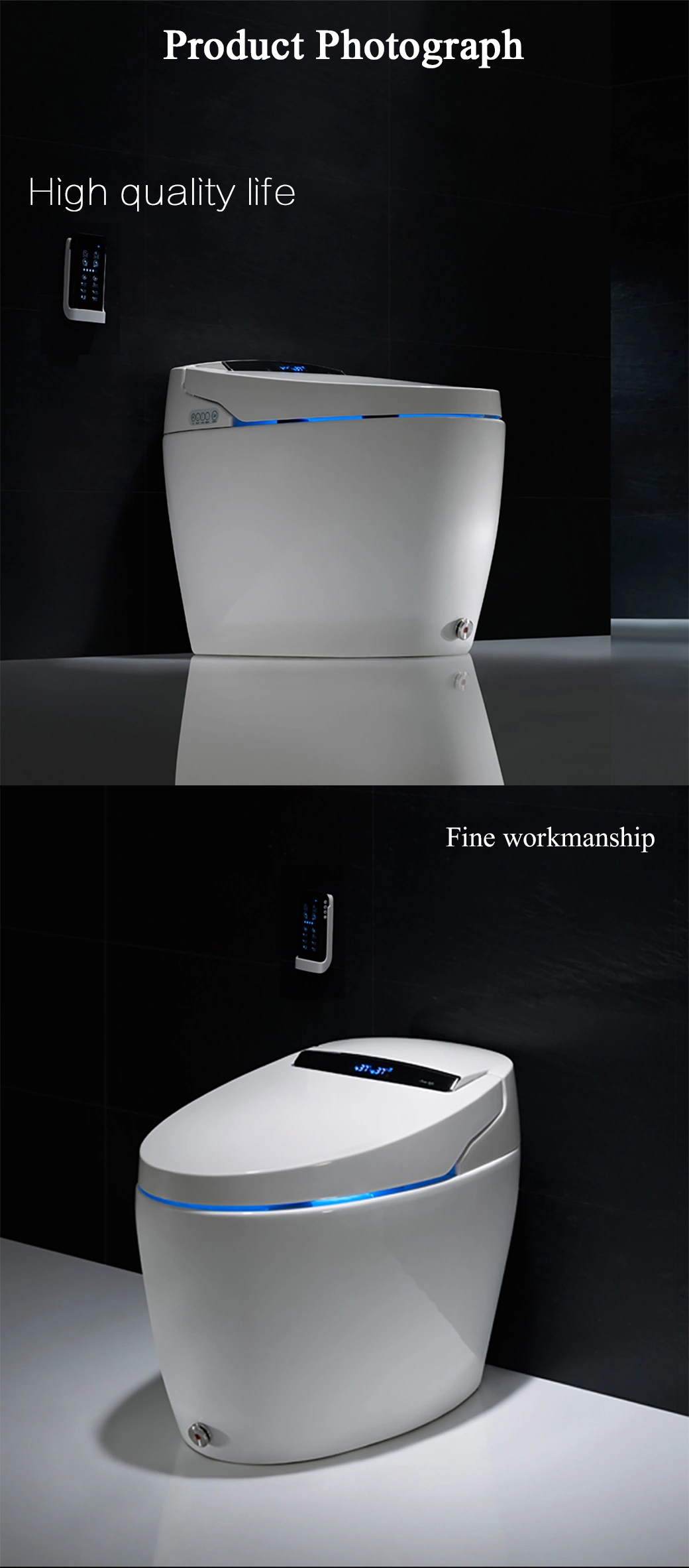 Ceramic One Piece Siphonic Flushing Intelligent Electric Automatic Smart Toilet with Bidet