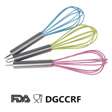 LFGB &FDA silicone egg whisk with stainess steel handle