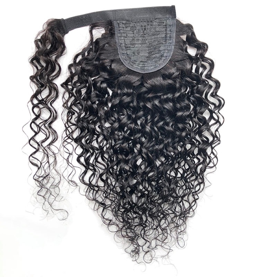 Wholesale Long Wavy Ponytail Human Hair Straight and kinky curly Drawstring Ponytails Clip in Hair Ponytail for Black women