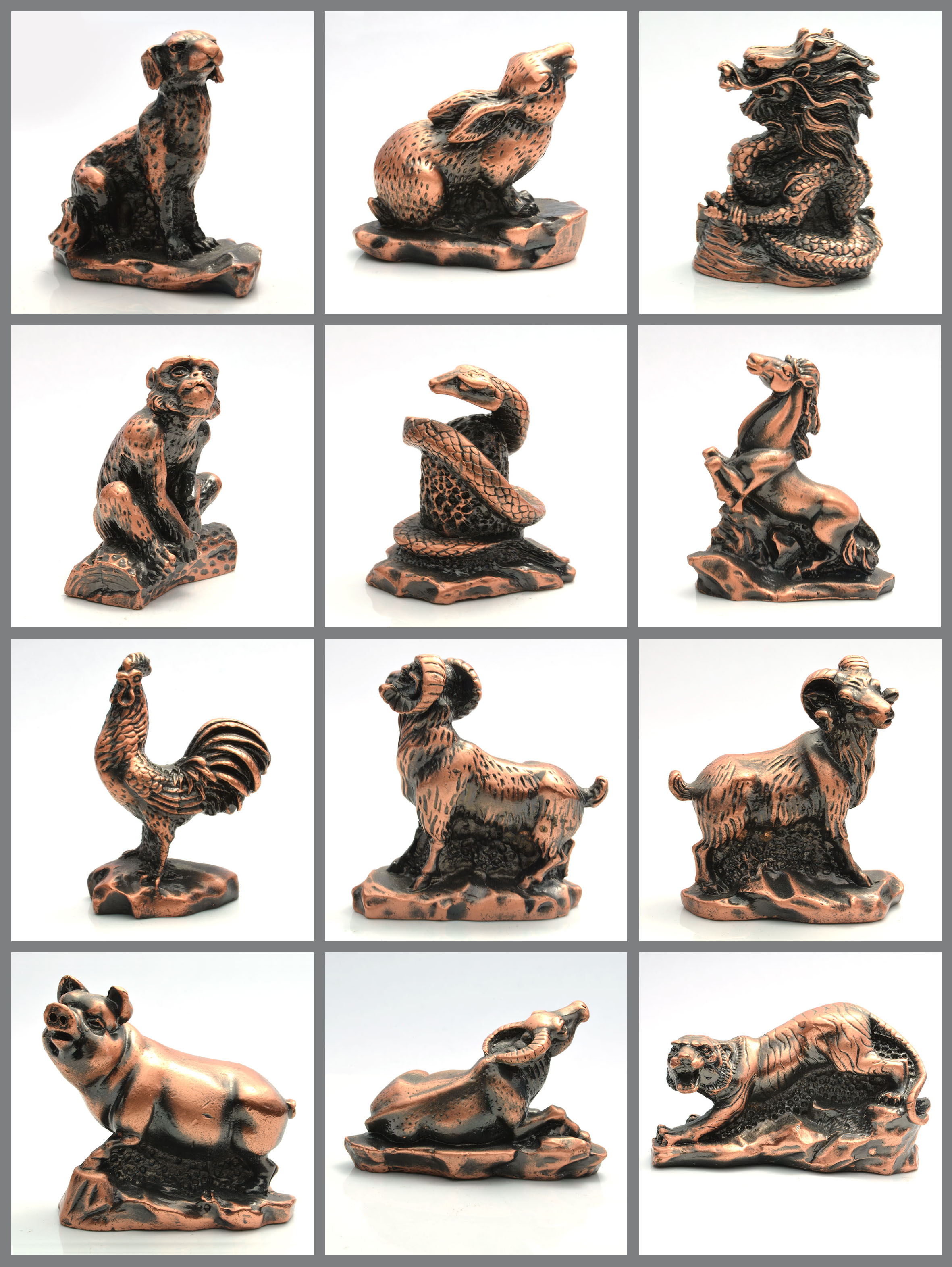 Antique Gold Cast Oem Cheap Small 3D Metal Home Decor Set Custom Bronze Animal One Piece Figurines