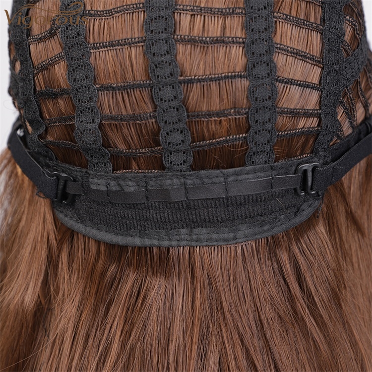 Vigorous Top Quality Fashion For Ladies Long Brown Wavy Wigs Middle Part Synthetic Fiber Wigs For Black Women Wholesales