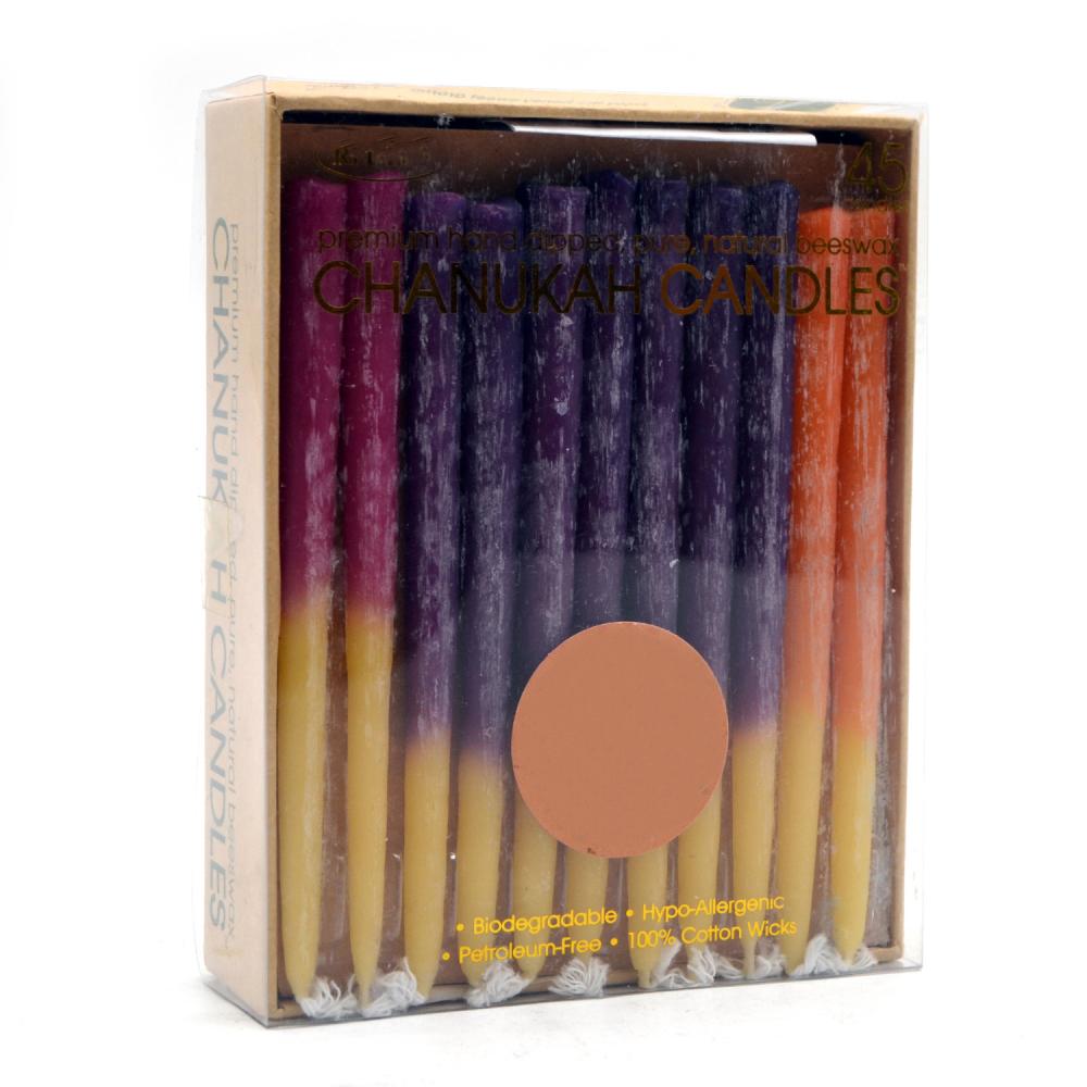 Classic Hand Dipped Colored Beeswax Chanukah Candles