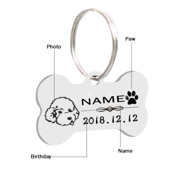 Bone Shaped Anodized Aluminum Pet Dog Name Tag Pendant