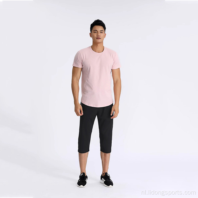 Casual Men Sport Longline gebogen zoom T -shirt