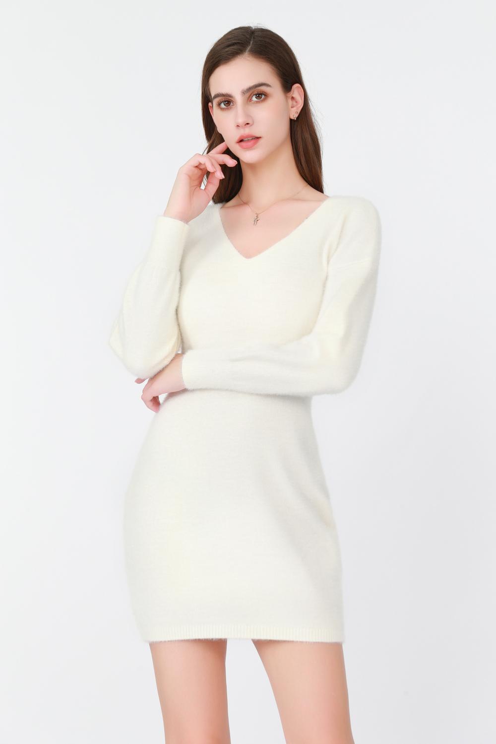 V-Neck Knit Slim-Fit Dress