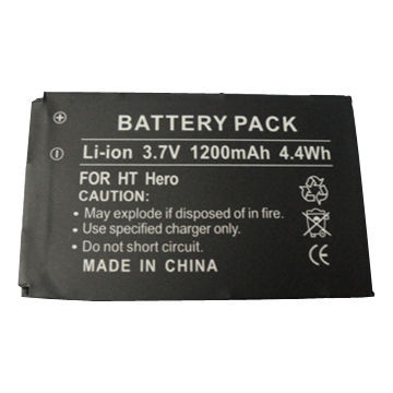 3.7V/1,200mAh Mobile Phone Battery, Suitable for HTC Hero, Hero 100, Hero 130 and A626