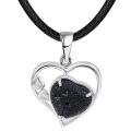 Lava Rock Love Heart Birthstone Pendse Collares de piedras preciosas para mujeres