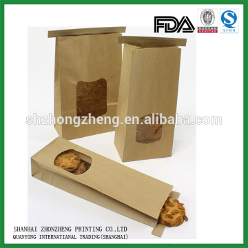 small kraft brown paper bags with clear window for food