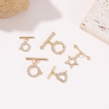 Wholesale 14K Gold Plated CZ Star Heart Round Shaped Unique Toggle Clasps