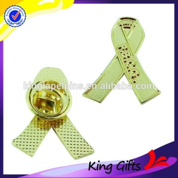 Custom ribbon shape gold plated blank lapel pin