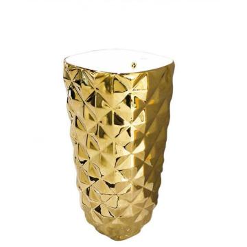 Pedestal para lavabo de cerámica con diseño dorado, color dorado