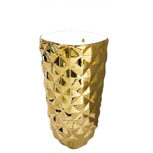 Pedestal para lavabo de cerámica con diseño dorado, color dorado