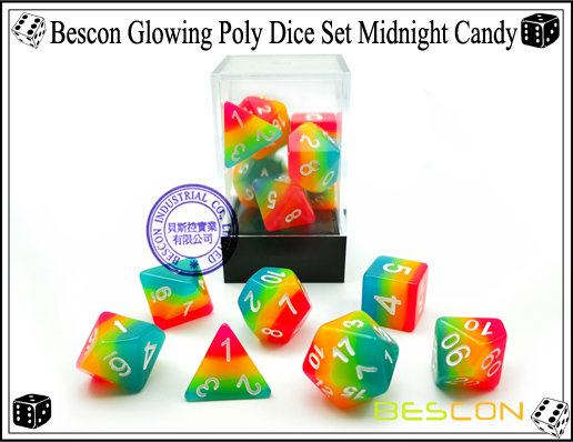 Bescon Glowing Poly Dice Set Midnight Candy-10