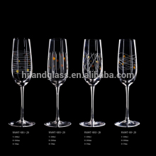 2016 new designed hand blown etched flower champagne glass