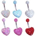 Crystal Paved Double Heart Belly Button Ring