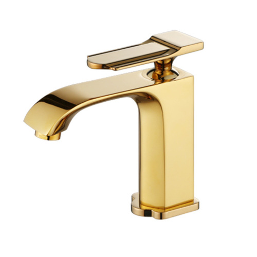 Brass Deck Mounted Faucet Brushed gold hot and cold washbasin faucet Supplier