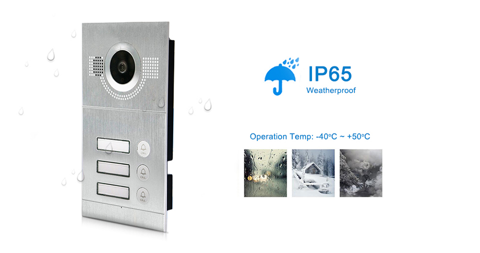 2018 Hot Sale IP65 Flush mounted Apartment Door Bell System IR CUT Night Vision Video Intercom For 3 Apartments