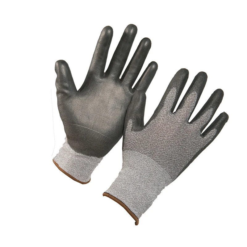 Black Polyurethane Grip Palm Fit Coated Work Safety Hand PU Gloves