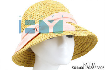 Girls summer raffia straw hat with cotton bow for ladies