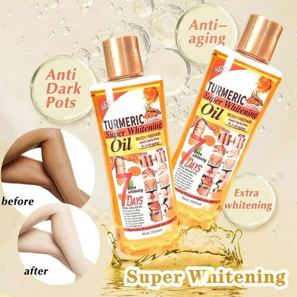 ธรรมชาติที่กำหนดเองแบบธรรมชาติไวท์เทนนิ่ง Anti-Aging Spots Oil Oil Turmeric Facial Face Oil Oil