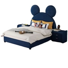 HJ HOME - Stylish Upholstered Children's Beds with Mickey Cartoon Theme: Enhance Your Kid's Bedroom Furniture