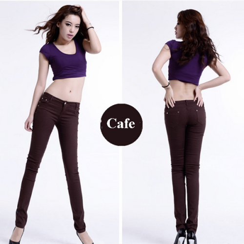 coloured sexy fitting stretch fabric skinny cotton girl jeans