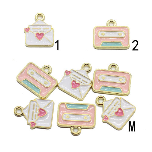 Enamel Pendants Envelope Tape Charms Alloy Keychain Car Key Ring Art Metallic Necklace Bracelet Jewelry Making