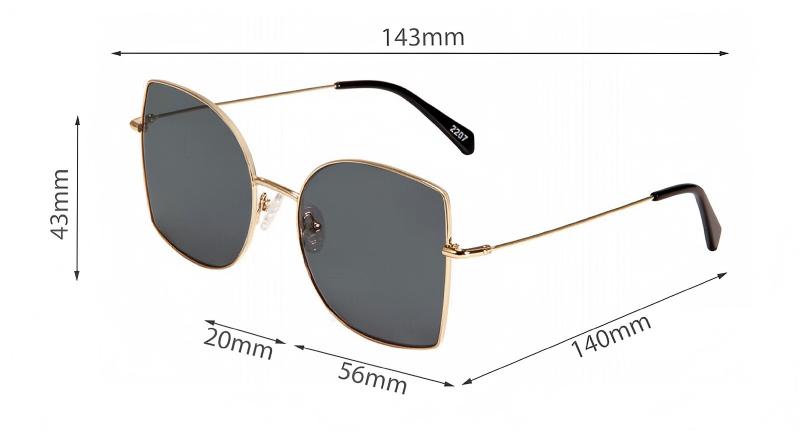 Mellume Oversized Square Butterfly Metal Sunglasses ME2128-size Mellume Oversized Square Butterfly Metal Sunglasses ME2128-size