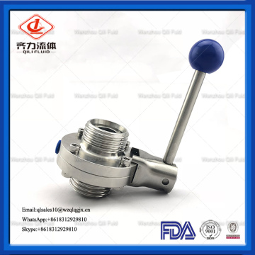 sanitary stainless steel threaded clamp butterfly valve