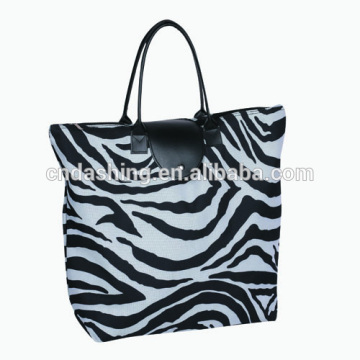 Folding zebra print shopping bags