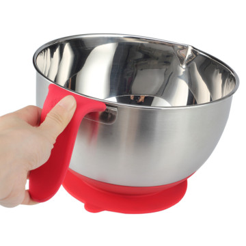 Long Handle Stainless Steel Salad Bowl with Spout