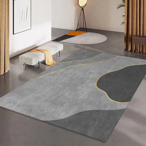 Premium black gray living room large area carpet
