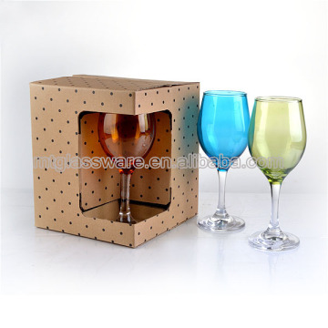 color red wine glasses cup with clear steam with gift box