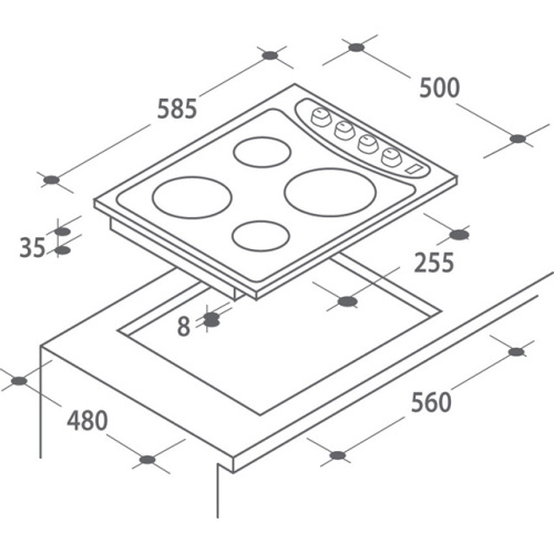 Candy Electric Cooktop de 60 cm de vidrio de cerámica