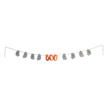 Halloween bunting flags with "Boo" letter pattern