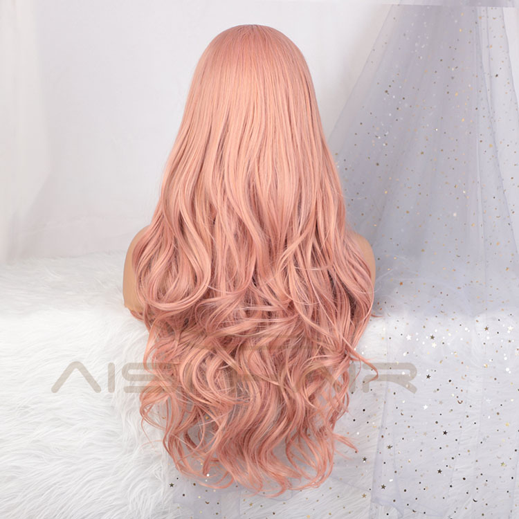 Aisi Hair Popular 26 Inch Long Wavy Pink Wig Swiss Lace Front Wig Cosplay Body Wave Lace Frontal Hair Wigs For White Black Women