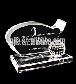 crystal glass golf award, golf award for sport souvenir