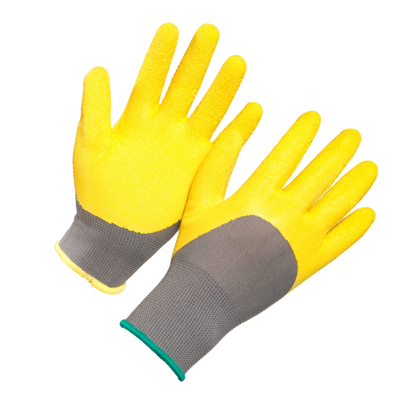 13 Gauge Liner Palm Coated Black Latex Crinkle Safety Gloves