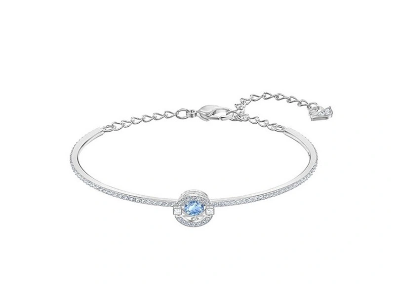European American Fashion Jewellery Jewelry Dance Beating Heart Diamond Blue White Crystal Bangle Bracelet for Women