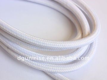 Milk white textile braided lamp power cord plug