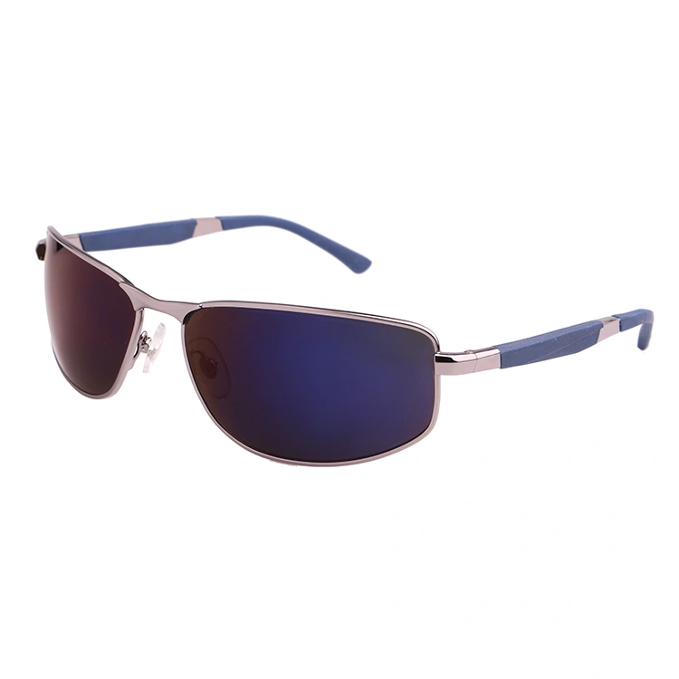 Men Style Urban Style Blue Mirror Metal Sunglasses