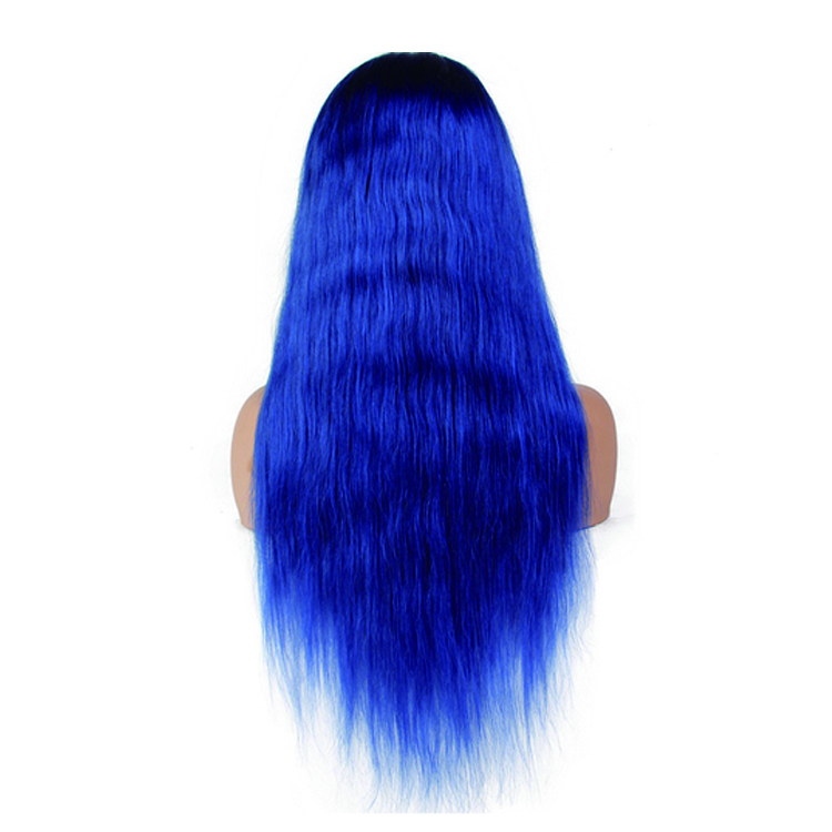 180% density Hair ombre extension colored wigs human hair blue lace front wig blue lace wigs