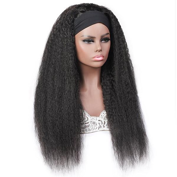 Spark Yaki Straight Headband human hair Wig Glueless Kinky straight  Wigs Natural Black Headband Straight Wigs for Black Women