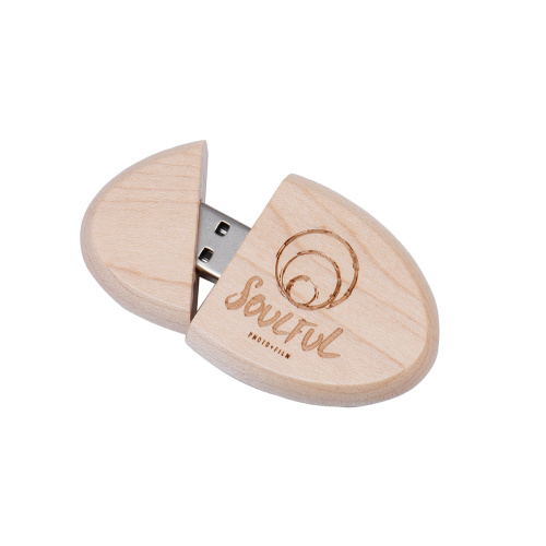 Ovale houten USB-flashdrive groothandel