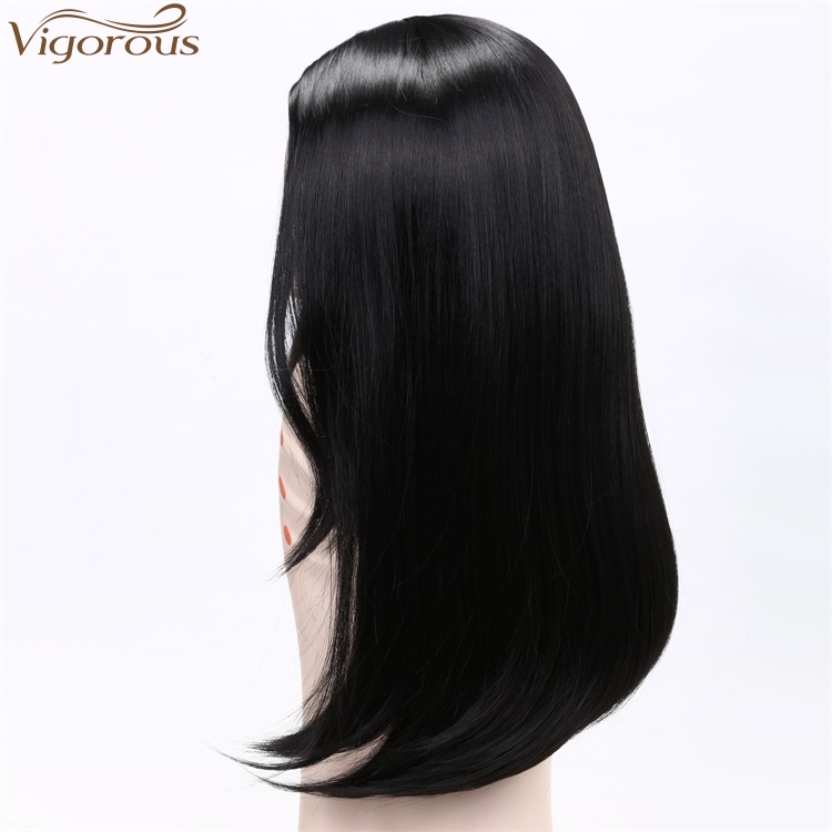 Vigorous Synthetic Wigs Natural Looking Cheap 24 Inches 1B Black Long Silky Straight Wavy Wig Side Part Heat Resistant